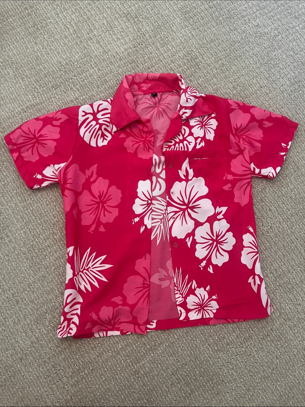 Amazon Pink Hawaiian Floral Button-Down Shirt for Kids